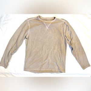 THE FIELD Waffle Weave Tan Long Sleeve Cotton Crew Neck Shirt